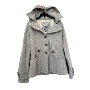 Sebby sweat material pea coat with hood size L